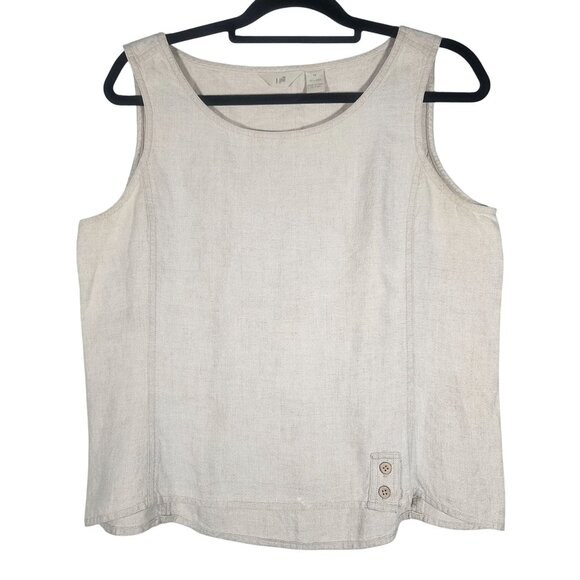 J Jill Natural Linen Women’s Tank Top Med Minimalist Capsule Resort Coastal Chic - Picture 2 of 10